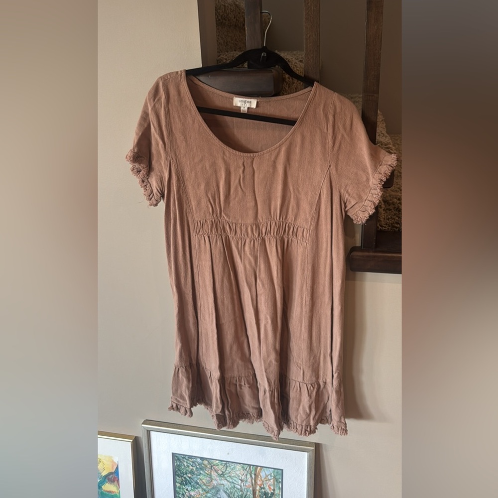 Umgee Pink Smocked Short Sleeve Blouse